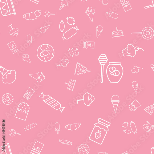 Simple Food and Drink Icon Seamless Pattern Background. Illustration