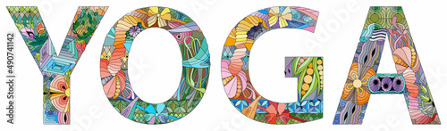 Word YOGA. Vector decorative zentangle object