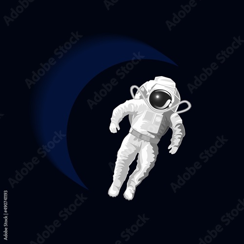 Fototapeta Naklejka Na Ścianę i Meble -  astronaut black and white illustration