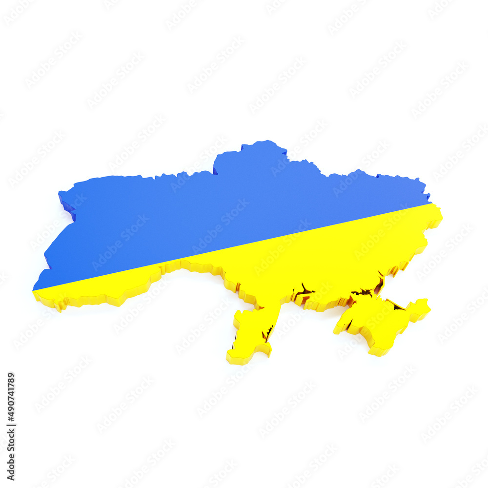 3D contour map of Ukraine with superimposed Ukrainian flag 3D contour map of Ukraine with superimposed Ukrainian flag