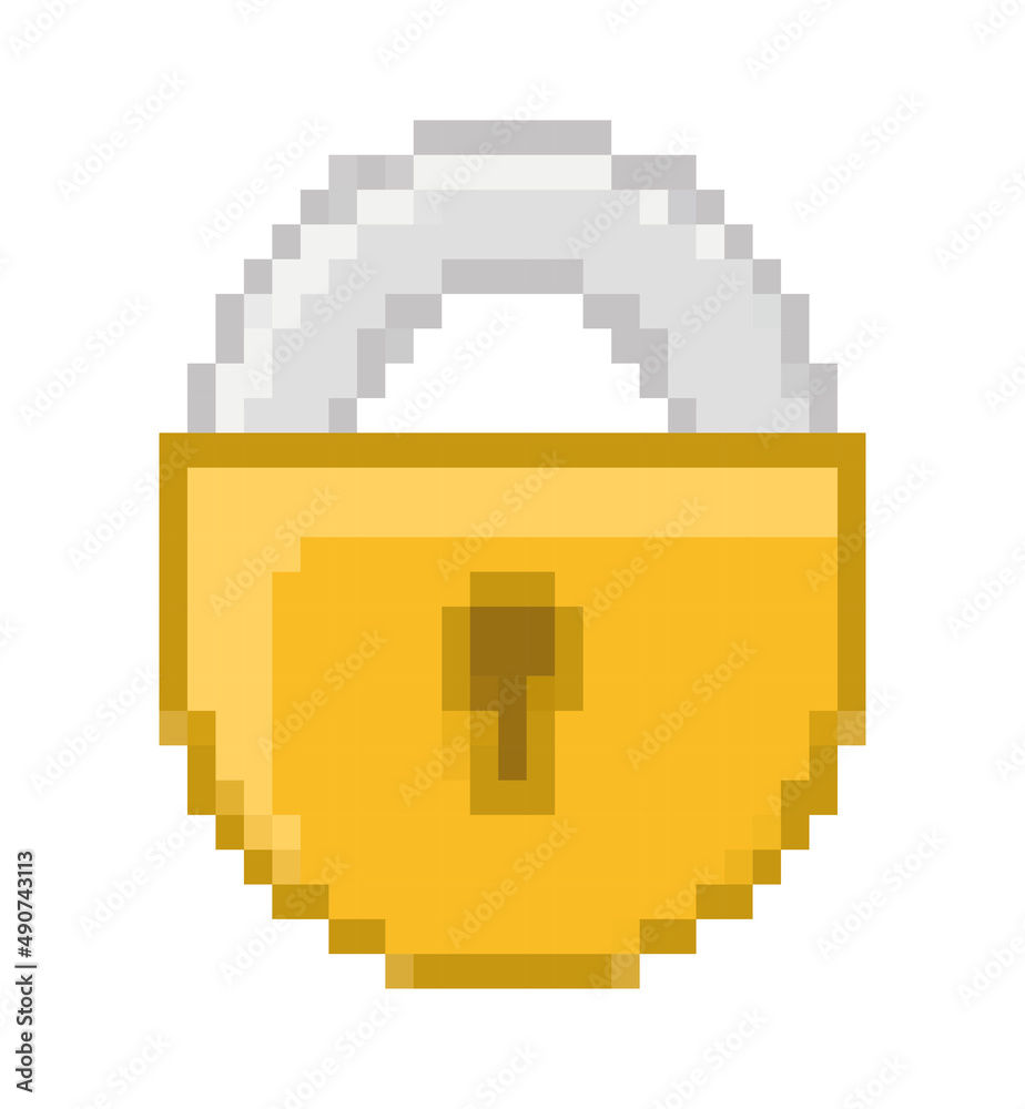 pixelated golden padlock pixelated golden padlock
