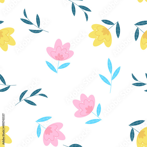Summer Flower Seamless Pattern Background Illustration