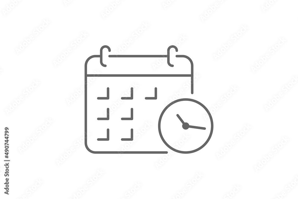 Calendar clock icon line vector Calendar clock icon line vector