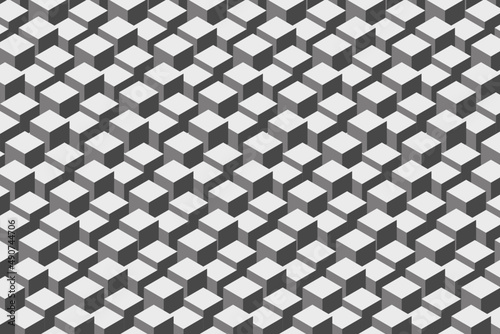 3D squares pattern background. Black and white seamless pattern. 