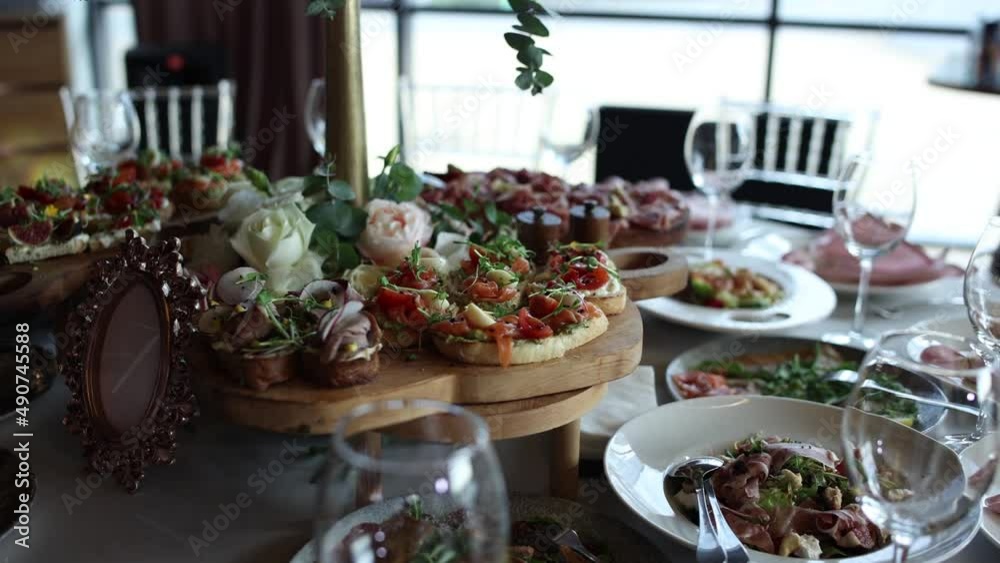 beautiful delicious food and snacks on the festive table in the restaurant beautiful delicious food and snacks on the festive table in the restaurant