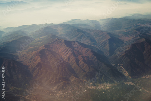 View of mountains and hills from in airplane in central Anatolia. © ardasavasciogullari