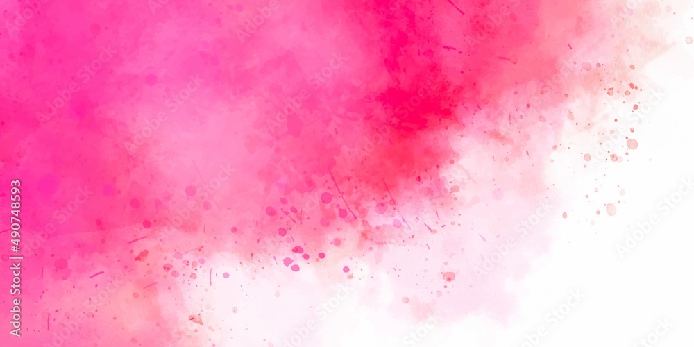 abstract hand drawn pink watercolor background with drops. pink watercolor wet wash splash isolated on white background template vector. 