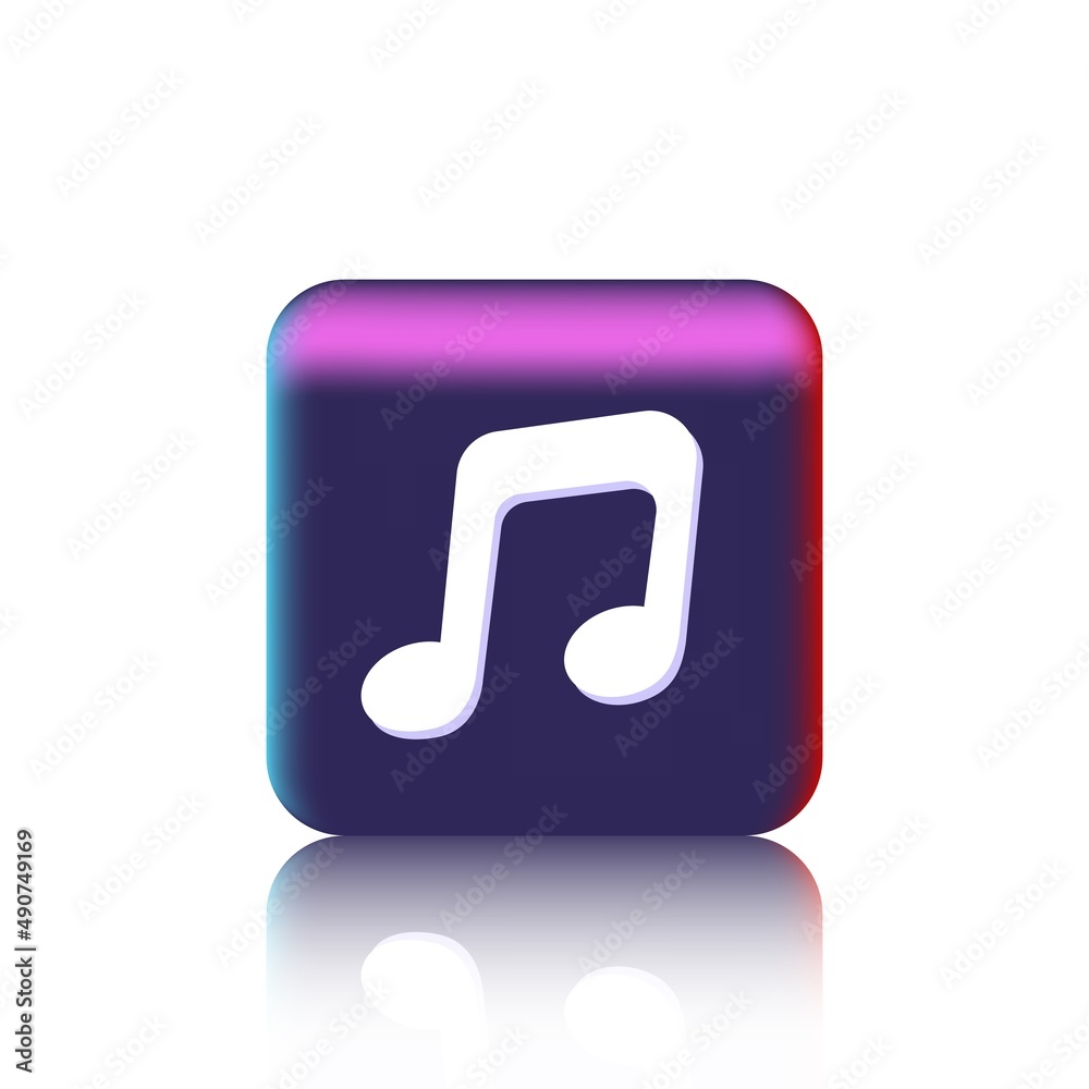music program. 3D Illustration of a musical leitmotif isolated on a white background with a reflection. music program. 3D Illustration of a musical leitmotif isolated on a white background with a reflection.