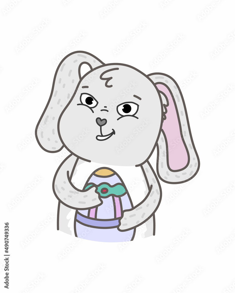 Obraz premium Vector illustration with easter bunny. Happy easter day