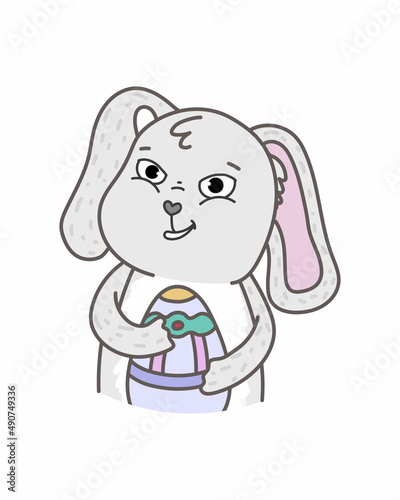 Vector illustration with easter bunny. Happy easter day