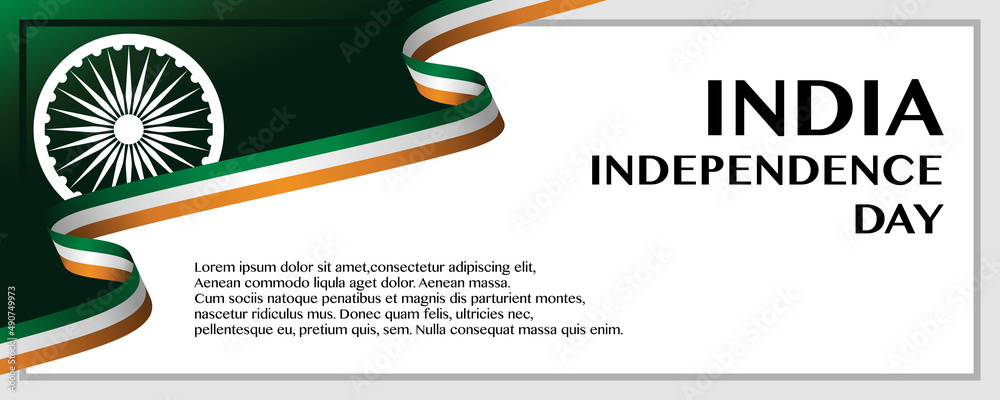India Independence Day. Waving ribbon with Flag of India, Template for ...