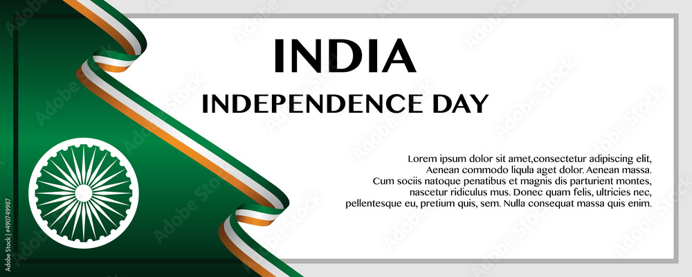 India Independence Day. Waving ribbon with Flag of India, Template for ...