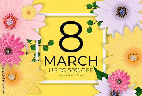 Poster International Happy Women's Day 8 March Greeting card sale banner. Can...