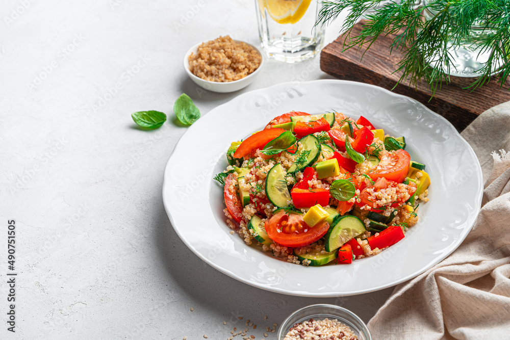 Tabbouleh salad, Levantine vegetarian salad with bulgur, quinoa, tomato, cucumber. Tabbouleh salad, Levantine vegetarian salad with bulgur, quinoa, tomato, cucumber.