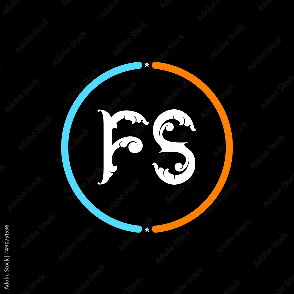 Fototapeta premium FS, F S Letter Logo. black background, FS circle logo design. FS, S F abstract letters logo monogram.