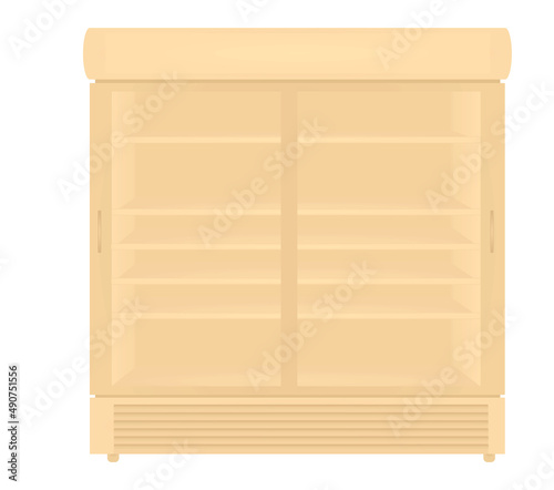Chrome wide vertical fridge. vector illustration