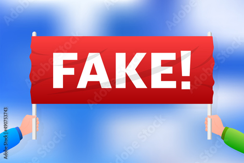 Fake red placard. Face symbol. Vector illustration.