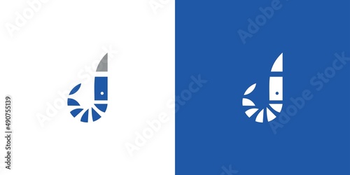 Unique and attractive letter J shrimp logo design