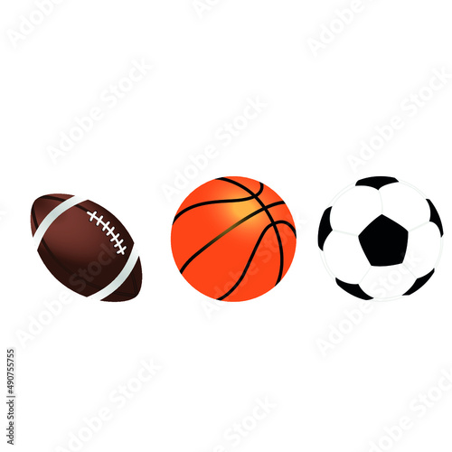 basketball and football balls. team game of basketball and football. Sports Equipment. vector illustration  eps 10.