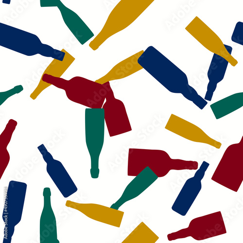 Illustration of Silhouette Alcohol Bottle Background. seamless pattern.
