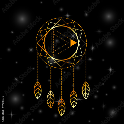 Native American Indian dreamcatcher in Gold