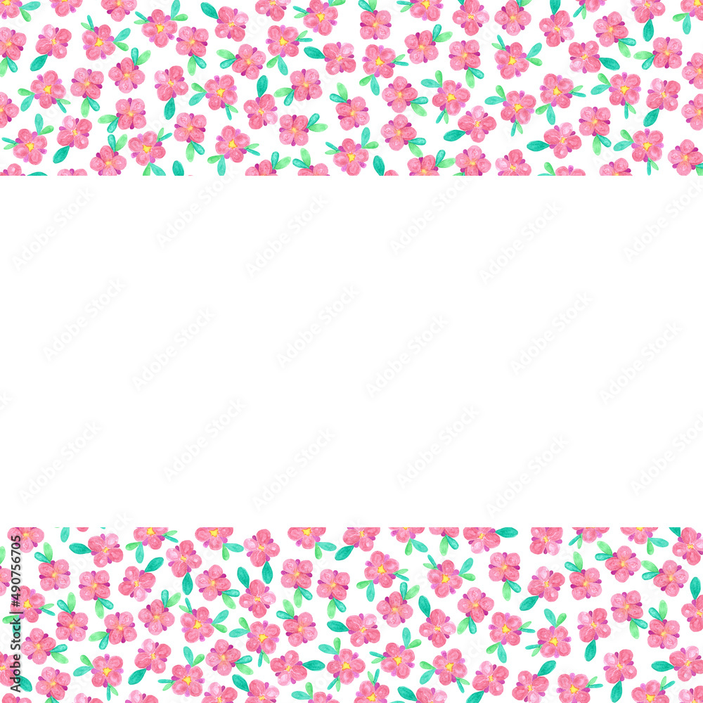 tiny pink flowers rectangle frame