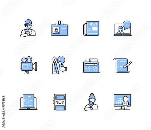 News feeds - modern line design style icons set