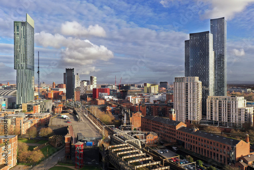 Blue skies over Manchester City Centre
