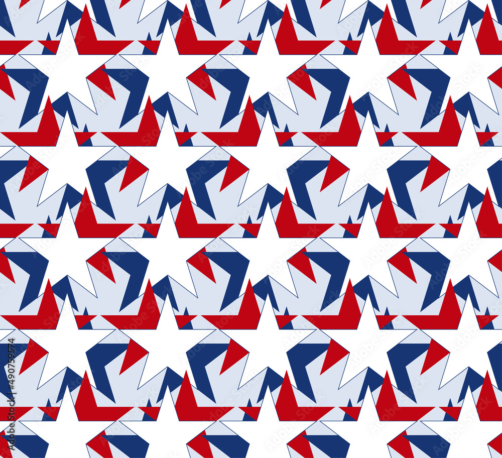 Red, white, and blue stars in seamless repeat pattern - Vector Illustration Red, white, and blue stars in seamless repeat pattern - Vector Illustration