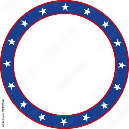 Red, white, and blue circle design with stars - Vector Illustration