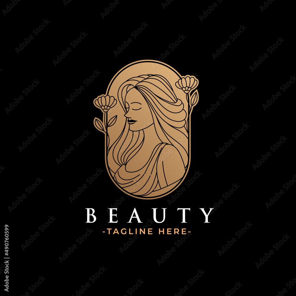 beauty woman gold logo template