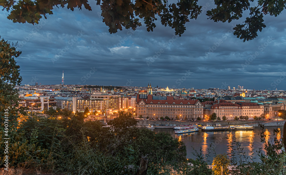 Prague city night view