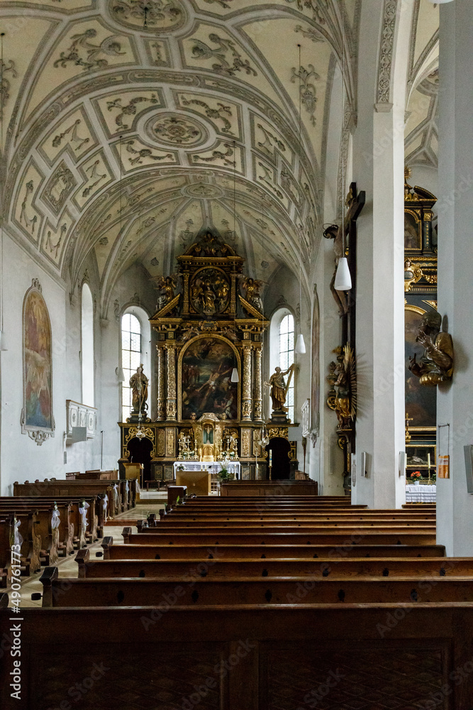 Interior of a large church or cathedral