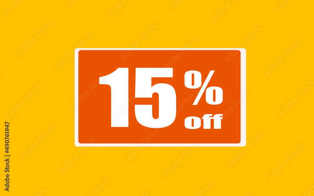 15 fifteenpercent off. Yellow banner with floating box for promotions and offers 15 fifteenpercent off. Yellow banner with floating box for promotions and offers