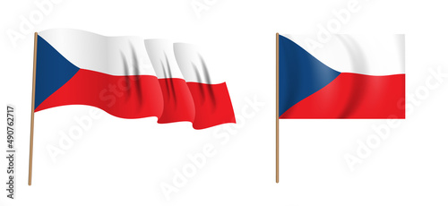 colorful naturalistic waving Czech Republic flag. Illustration