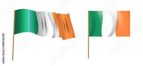 Ireland's colorful, naturalistic Ireland waving flag. Illustration