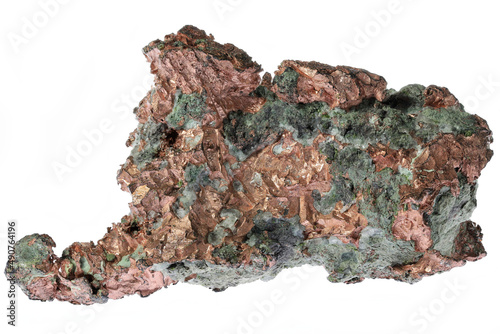native copper from Caledonia Mine, Michigan isolated on white background