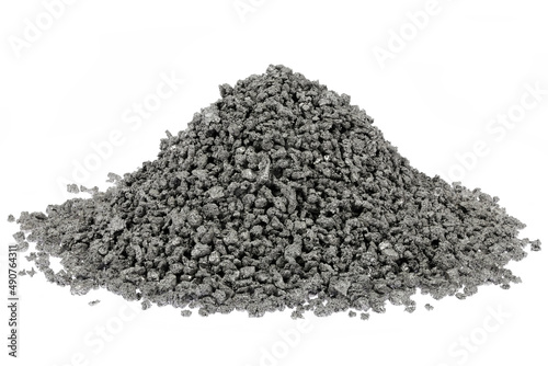 titanium granules isolated on white background photo