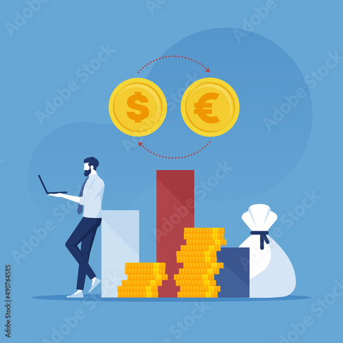 Businessman thinking and playing on the stock exchange and making money, stock exchange investment strategy concept