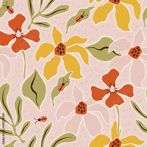 Retro floral seamless patterns