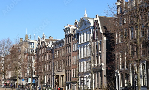 Amsterdam Kloveniersburgwal Canal Street View with Traditional Architecture, Netherlands