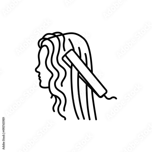Straightening hair color line icon. Beauty industry. Hairdresser service.