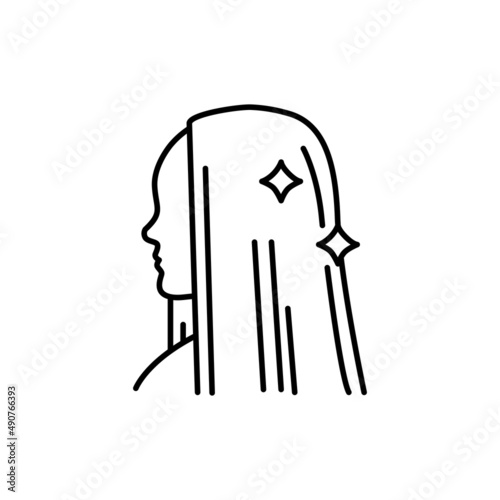 Woman lamination of hair color line icon. Beauty industry. Hairdresser service.