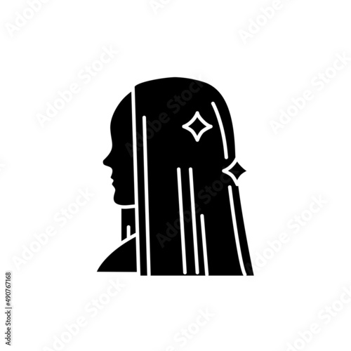 Woman lamination of hair color line icon. Beauty industry. Hairdresser service.