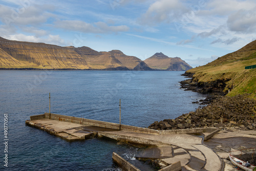 A small port on the island of Kunoy. Faroe Islands. photo