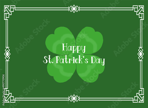Illustration with four leaf clover, lucky charm for St.Patrick's day.