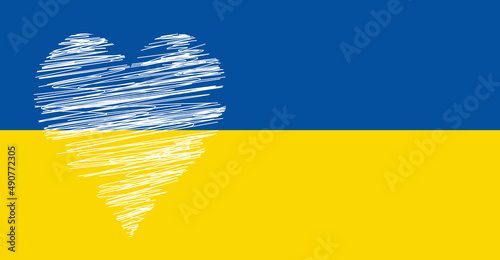 Ukraińska flaga i białe serce. Ukraina photo