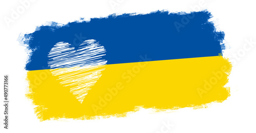 Ukraińska flaga i białe serce. Ukraina photo