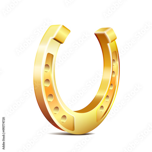 Golden horseshoe, lucky St. Patricks day symbol. Good luck sign