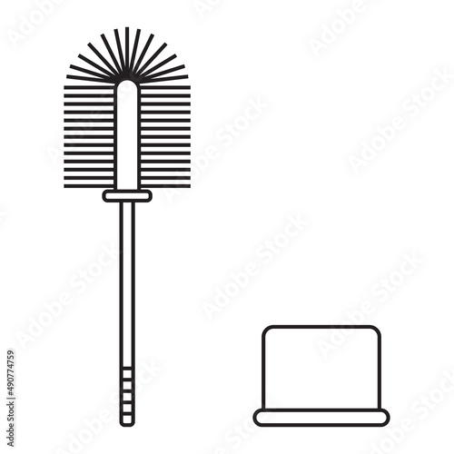 Toilet cleaner - toilet brush. Black and white icon. Illustration